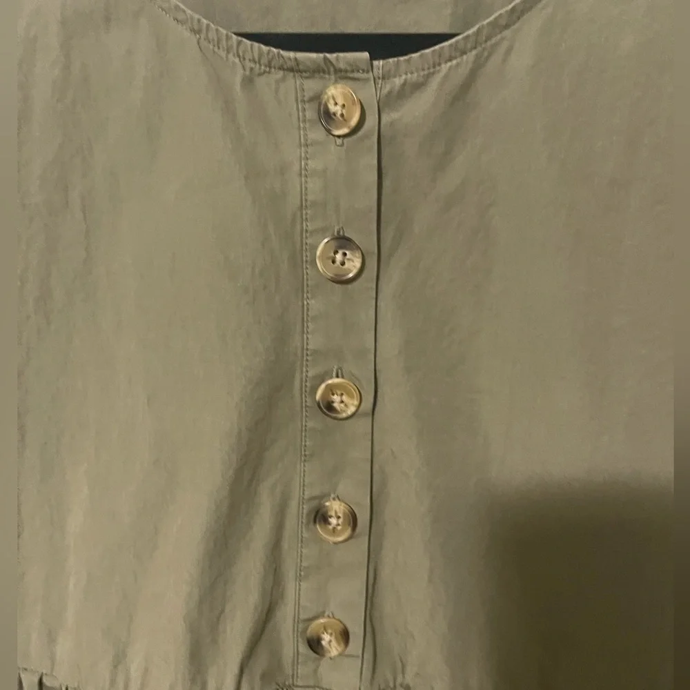 Madewell Olive Tiered Short-Sleeve Babydoll Dress